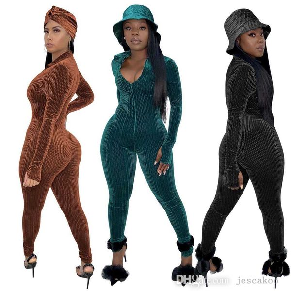 autumn and winter women korean velour jumpsuits deisgner solid color long sleeve v-neck zipper onesies plus size rompers, Black;white
autumn and winter women korean velour jumpsuits deisgner solid color long sleeve v-neck zipper onesies plus size rompers, Black;white
