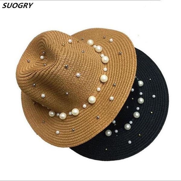 stingy brim hats suogry summer british pearl beading flat brimmed straw hat shading sun lady fashion beach jazz, Blue;gray
stingy brim hats suogry summer british pearl beading flat brimmed straw hat shading sun lady fashion beach jazz, Blue;gray