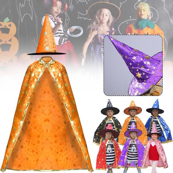 party hats halloween costume wizard cape witch cloak with hat star patterns props set for kids cosplay suit
party hats halloween costume wizard cape witch cloak with hat star patterns props set for kids cosplay suit