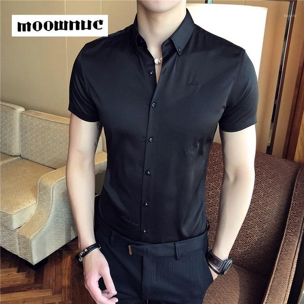 men fashion casual short sleeve solid shirt slim fit male social business dress shirts brand fitness sports clothing men's, White;black
men fashion casual short sleeve solid shirt slim fit male social business dress shirts brand fitness sports clothing men's, White;black
