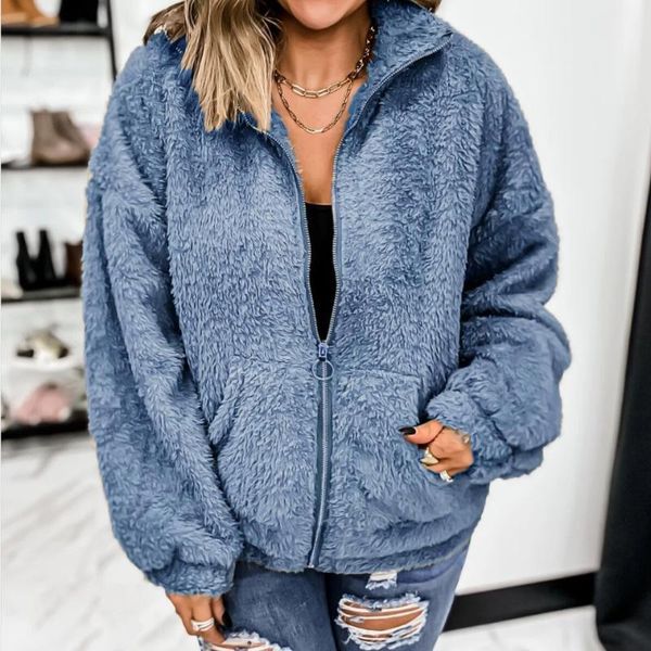 women's jackets 2021 autumn women fashion teddy bear coat stand collar loose plush jacket zipper solid warm casual outerwear faux lamb, Black;brown
women's jackets 2021 autumn women fashion teddy bear coat stand collar loose plush jacket zipper solid warm casual outerwear faux lamb, Black;brown