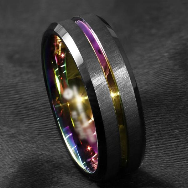 wedding rings 8mm men's black brushed tungsten carbide ring rainbow groove beveled edge engagement anniversary jewelry for men, Slivery;golden
wedding rings 8mm men's black brushed tungsten carbide ring rainbow groove beveled edge engagement anniversary jewelry for men, Slivery;golden