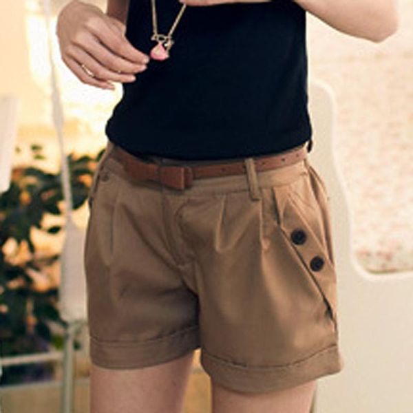 women's shorts women slim large size fashion solid england style mid waist button casual summer pantalones, White;black
women's shorts women slim large size fashion solid england style mid waist button casual summer pantalones, White;black