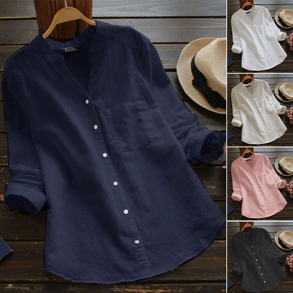 women's casual blouse elegant linen shirts long sleeve 2021 spring female button blusas solid plus size tunic 5xl, White
women's casual blouse elegant linen shirts long sleeve 2021 spring female button blusas solid plus size tunic 5xl, White