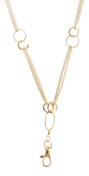 fashion lanyard necklace for women's gold link double chain id badges pendant necklaces, Silver
fashion lanyard necklace for women's gold link double chain id badges pendant necklaces, Silver