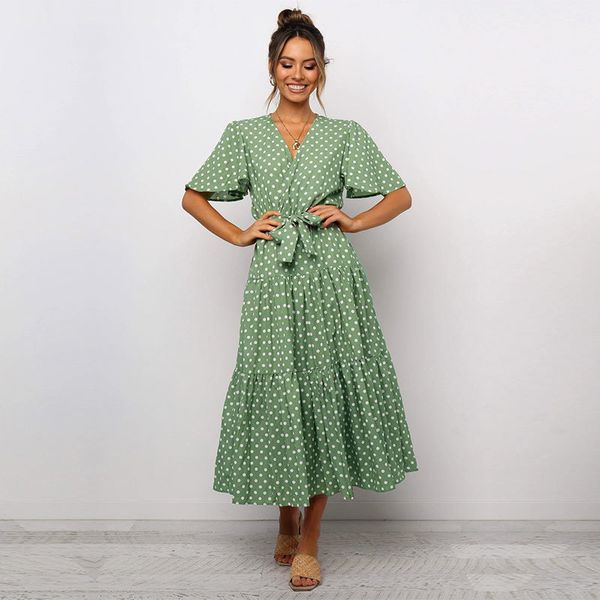 summer long dot print bandage dress women 2021 new v neck butterfly sleeve high waist ladies slim casual party maxi dresses, Black;gray
summer long dot print bandage dress women 2021 new v neck butterfly sleeve high waist ladies slim casual party maxi dresses, Black;gray