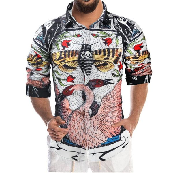 men's casual shirts fashion boutique print slim fit mens long-sleeved shirt / high-end social brand men club prom, White;black
men's casual shirts fashion boutique print slim fit mens long-sleeved shirt / high-end social brand men club prom, White;black