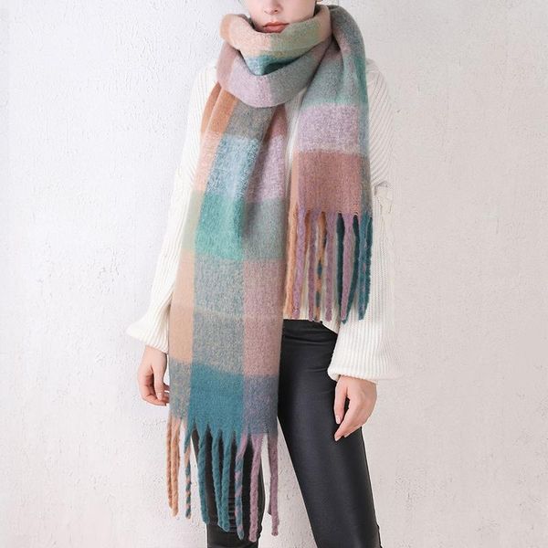 scarves ladies rainbow scarf thickened imitation cashmere multicolor plaid shawl in autumn and winter to keep warm, Blue;gray
scarves ladies rainbow scarf thickened imitation cashmere multicolor plaid shawl in autumn and winter to keep warm, Blue;gray