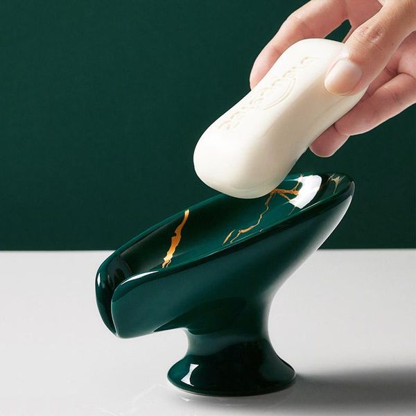 hooks & rails luxury leaf shape soap box drain holder bathroom shower ceramic water-rack creative sponge storage plate tray
hooks & rails luxury leaf shape soap box drain holder bathroom shower ceramic water-rack creative sponge storage plate tray