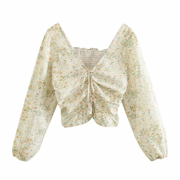 bbwm women fashion sweet floral print draped short blouses vintage back elastic smocks female chic shirt 210520, White
bbwm women fashion sweet floral print draped short blouses vintage back elastic smocks female chic shirt 210520, White