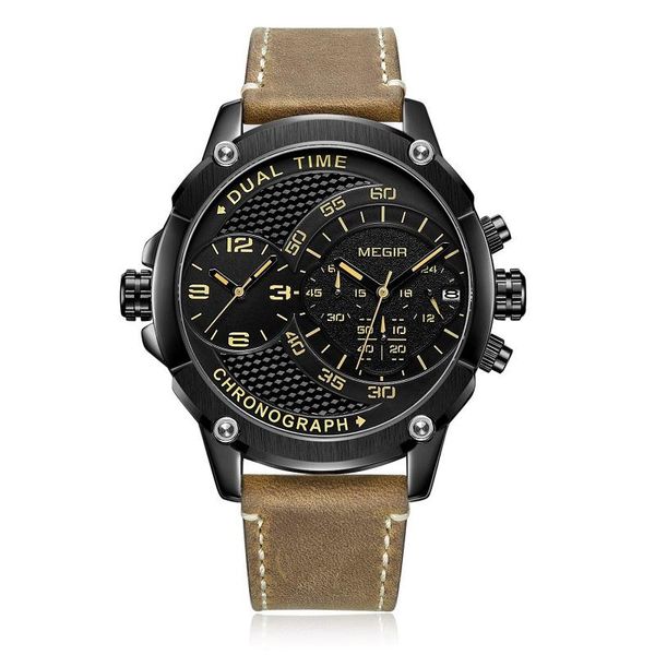 wristwatches men dual time zone megir chronograph sport quartz watch wrist watches creative leather army military clock hour, Slivery;brown
wristwatches men dual time zone megir chronograph sport quartz watch wrist watches creative leather army military clock hour, Slivery;brown