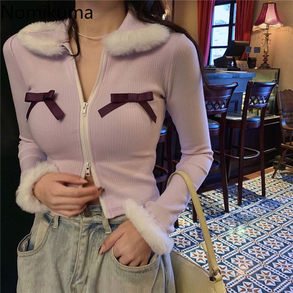 nomikuma slim short sweater coat korean double zipper bowknot coat fur patchwork long sleeve turn-down collar jacket 6d731 210427, White
nomikuma slim short sweater coat korean double zipper bowknot coat fur patchwork long sleeve turn-down collar jacket 6d731 210427, White