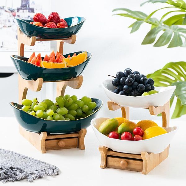 ceramic fruit tray living room household double layer three check core basket container storage bottles & jars
ceramic fruit tray living room household double layer three check core basket container storage bottles & jars