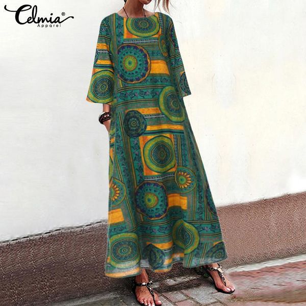 casual dresses celmia plus size summer dress women bohemian printed vestidos kaftan 2021 fashion flare sleeve loose party maxi, Black;gray
casual dresses celmia plus size summer dress women bohemian printed vestidos kaftan 2021 fashion flare sleeve loose party maxi, Black;gray