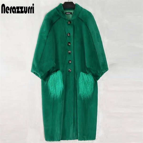 nerazzurri oversized green long fluffy faux fur coat women bat sleeve with mongolian fur pockets furry coats korean fashion 211018, Black
nerazzurri oversized green long fluffy faux fur coat women bat sleeve with mongolian fur pockets furry coats korean fashion 211018, Black