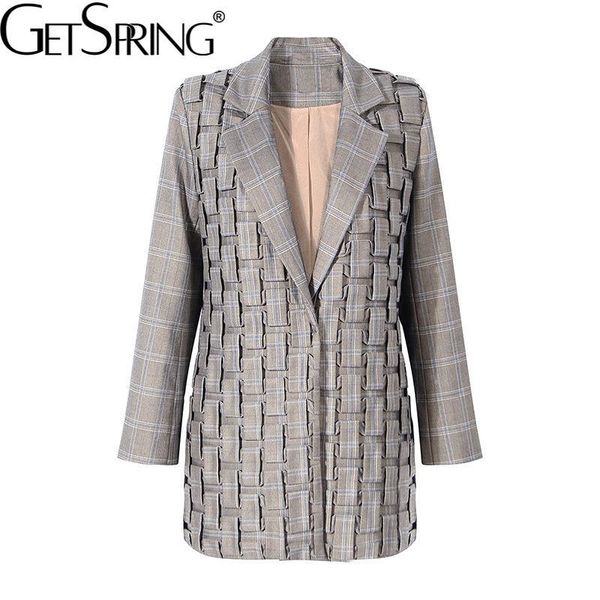 women's suits & blazers getspring women blazer retro plaid suit patchwork long sleeve ladies black coat pleated jacket, White;black
women's suits & blazers getspring women blazer retro plaid suit patchwork long sleeve ladies black coat pleated jacket, White;black
