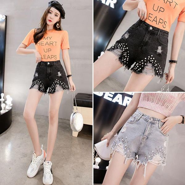 women's shorts 2021 women spring summer fashion casual denim female beaded hole vintage jeans short ladies high waist g355, White;black
women's shorts 2021 women spring summer fashion casual denim female beaded hole vintage jeans short ladies high waist g355, White;black