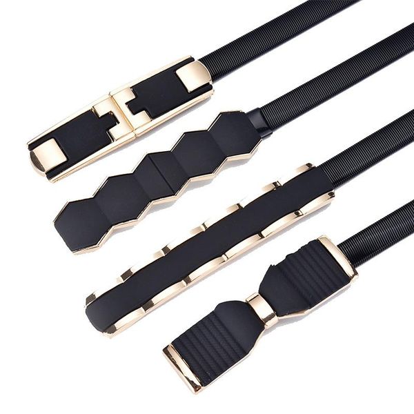 belts metal belt spring elastic strip ladies dress waist thin section girls bow skirt, Black;brown