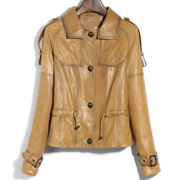 women's leather & faux genuine jacket women spring autumn sheepskin real korean vintage clothes 2021 j2021p001 yy1737, Black
women's leather & faux genuine jacket women spring autumn sheepskin real korean vintage clothes 2021 j2021p001 yy1737, Black