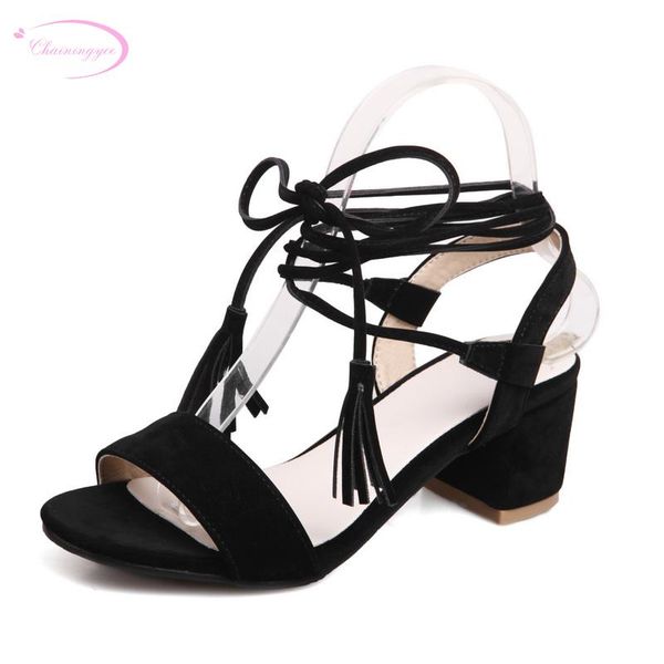chainingyee leisure style nubuck summer cool sandals lace-up decoration black red beige thick medium-heeled women's shoes
chainingyee leisure style nubuck summer cool sandals lace-up decoration black red beige thick medium-heeled women's shoes