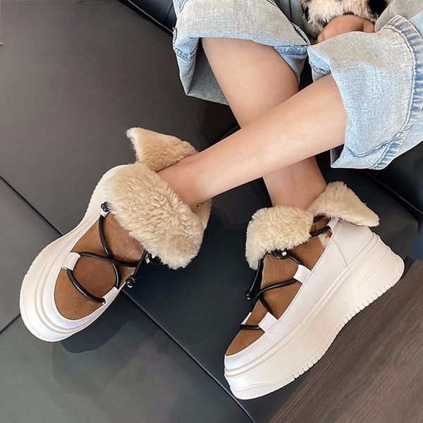 genuine leather women snow boots winter platform shoes ankle for non-slip keep warm wool women's sneakers, Black
genuine leather women snow boots winter platform shoes ankle for non-slip keep warm wool women's sneakers, Black