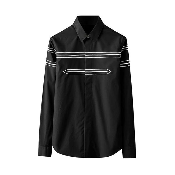 solid color mens shirts luxury long sleeve stripe embroidery casual dress fashion slim fit party, White;black
solid color mens shirts luxury long sleeve stripe embroidery casual dress fashion slim fit party, White;black