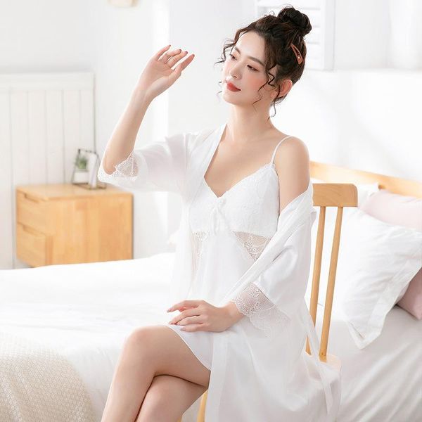 women's sleepwear white robe set 2pcs solid bride wedding kimono gown lace bathrobe summer strap nighty perspective pajamas pijamas, Black;red
women's sleepwear white robe set 2pcs solid bride wedding kimono gown lace bathrobe summer strap nighty perspective pajamas pijamas, Black;red