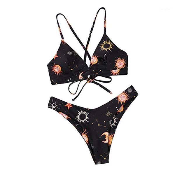 ladies printed swimwear bikini women's two-piece push-ups large size beachwear fashion sling swimsuit, White;black
ladies printed swimwear bikini women's two-piece push-ups large size beachwear fashion sling swimsuit, White;black