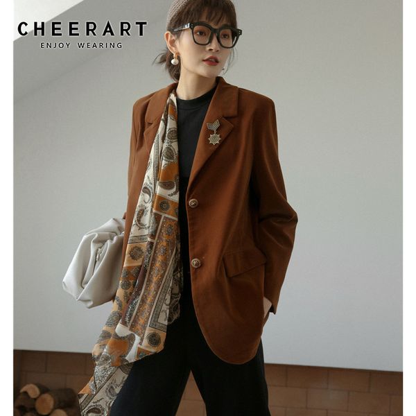 brown velvet blazer badge shoulder pad ladies coats and jackets with scarf casual women fall clothes 210427, White;black
brown velvet blazer badge shoulder pad ladies coats and jackets with scarf casual women fall clothes 210427, White;black