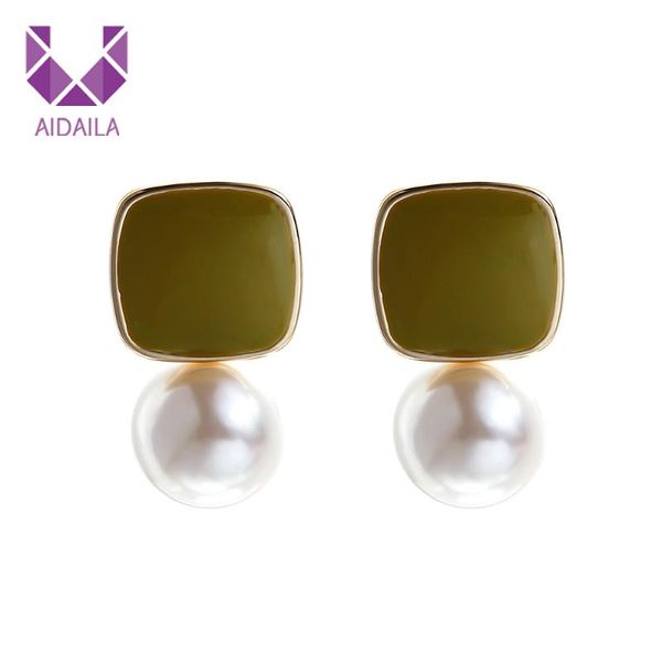 square enamel and pearl statement earrings korean style luxury for women 2021 arrival gifts friends party dangle & chandelier, Silver
square enamel and pearl statement earrings korean style luxury for women 2021 arrival gifts friends party dangle & chandelier, Silver