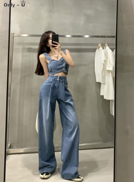 women's jeans denim suspender vest summer irregular wind tight short girl's jacket, Blue
women's jeans denim suspender vest summer irregular wind tight short girl's jacket, Blue