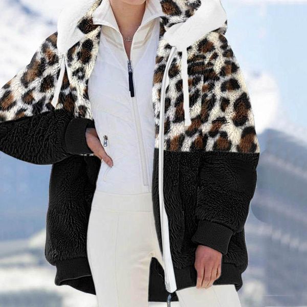 women's jackets winter women plush coat fashion hooded zipper casual stitching leopard print faux fur warm ladies parka jacket outwear, Black;brown
women's jackets winter women plush coat fashion hooded zipper casual stitching leopard print faux fur warm ladies parka jacket outwear, Black;brown