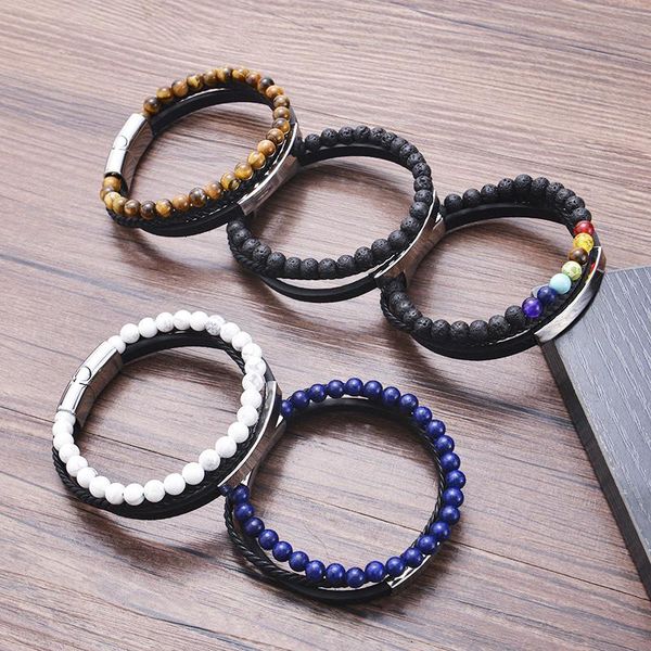 beaded, strands 1pc natural stone beads bracelet for women magnet attract leather bracelets stainless steel magnetic buckle bangle jewelry, Black
beaded, strands 1pc natural stone beads bracelet for women magnet attract leather bracelets stainless steel magnetic buckle bangle jewelry, Black