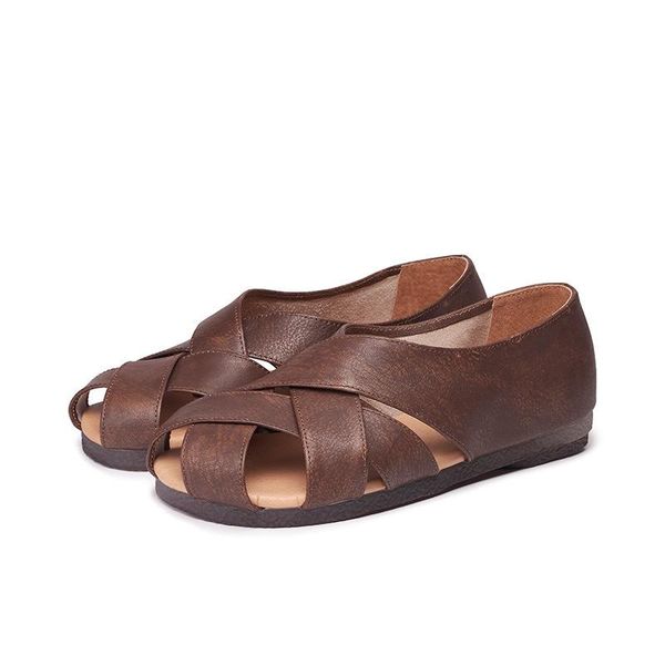 summer woman sandals genuine leather slip on flat toe round shallow cutout comfy soft retro wedge women shoes size 36-44, Black
summer woman sandals genuine leather slip on flat toe round shallow cutout comfy soft retro wedge women shoes size 36-44, Black