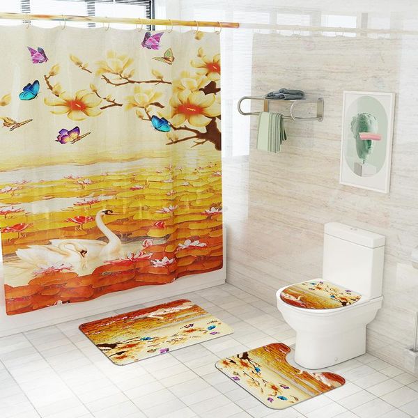 scenic printed bathroom carpet bath mat with shower curtain set toilet seat cover mats water absorbing washroom rugs
scenic printed bathroom carpet bath mat with shower curtain set toilet seat cover mats water absorbing washroom rugs