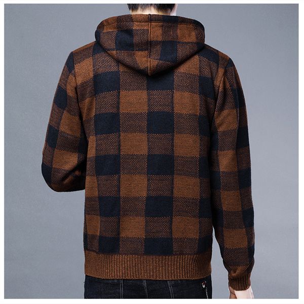 2021 autumn korean hooded mens sweater with thick and velvet mens cardigan knitted sweater coat grid jacket male -4xl 8668, White;black
2021 autumn korean hooded mens sweater with thick and velvet mens cardigan knitted sweater coat grid jacket male -4xl 8668, White;black