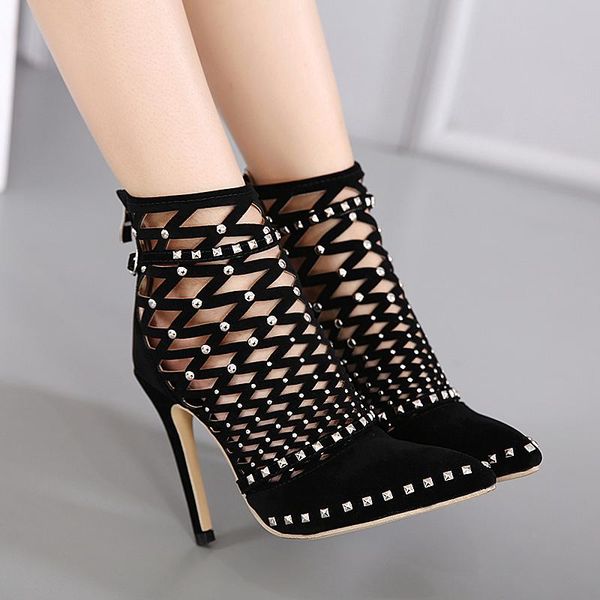 sandals 2021 suede hollow mesh buckle rivets rhinestones super high-heeled pointed women, Black
sandals 2021 suede hollow mesh buckle rivets rhinestones super high-heeled pointed women, Black