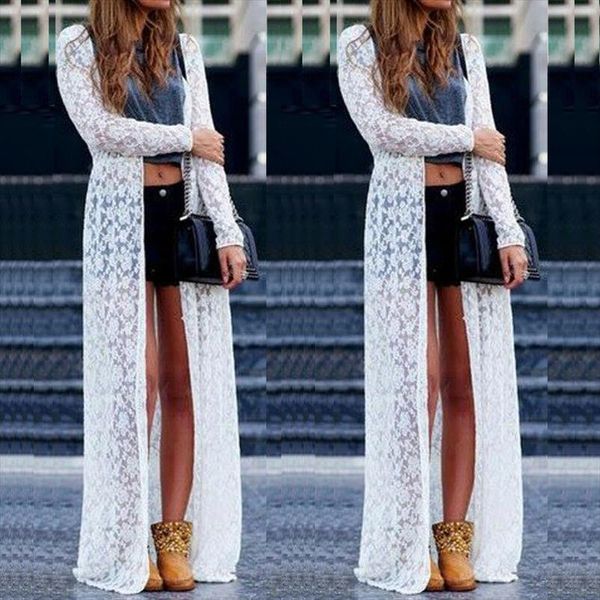 lace kimono beach cardigan women shirt bikini cover up wrap beachwear long dress crochet bathing suit, White
lace kimono beach cardigan women shirt bikini cover up wrap beachwear long dress crochet bathing suit, White