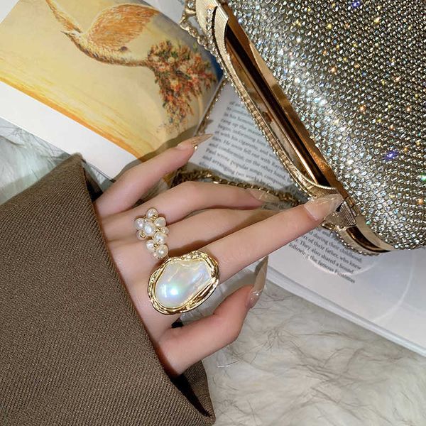 real gold electroplating irregular pearl ring fashion niche design fashion ring net red elegant index finger ring, Silver
real gold electroplating irregular pearl ring fashion niche design fashion ring net red elegant index finger ring, Silver