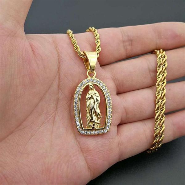 pendant necklaces iced out virgin mary necklace for women girls gold color stainless steel our lady jewelry wholesale colar cross u1478, Silver
pendant necklaces iced out virgin mary necklace for women girls gold color stainless steel our lady jewelry wholesale colar cross u1478, Silver