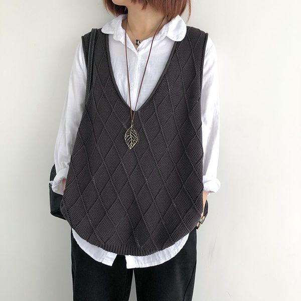 women's vests knitted v neck women vest pullover loose big size outer sleeveless solid color spring autumn retro thin coat, Black;white
women's vests knitted v neck women vest pullover loose big size outer sleeveless solid color spring autumn retro thin coat, Black;white