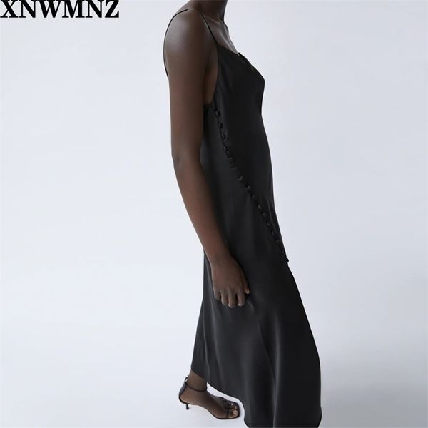 xnwmnz za woman v neck vintage backless spaghetti strap midi elegant side split vestido de mujer famous party dress, Black;gray
xnwmnz za woman v neck vintage backless spaghetti strap midi elegant side split vestido de mujer famous party dress, Black;gray