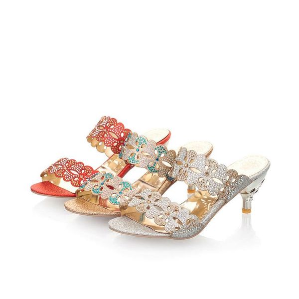big size 31-43 summer fashion women rhinestone cut-outs sweet med heel sandals 3 colors slippers, Black
big size 31-43 summer fashion women rhinestone cut-outs sweet med heel sandals 3 colors slippers, Black