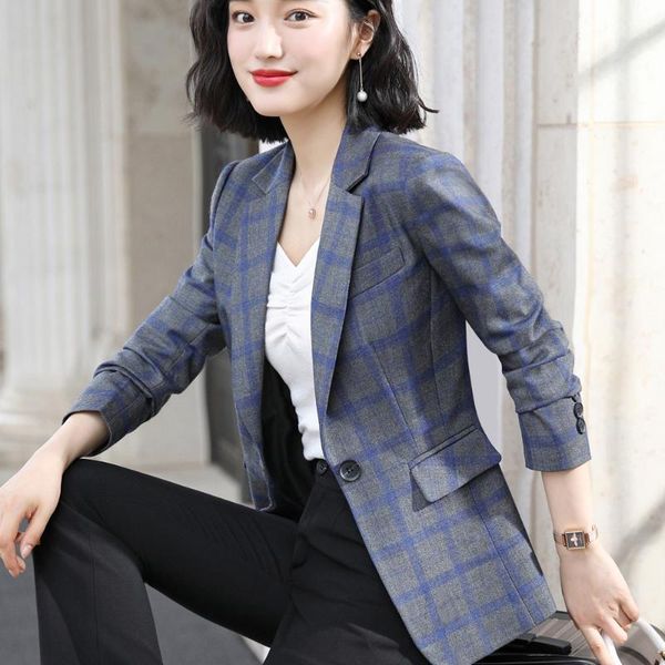 women's suits & blazers one-piece coat 2021 autumn fashion temperament casual slim thin plaid single button small suit, White;black
women's suits & blazers one-piece coat 2021 autumn fashion temperament casual slim thin plaid single button small suit, White;black