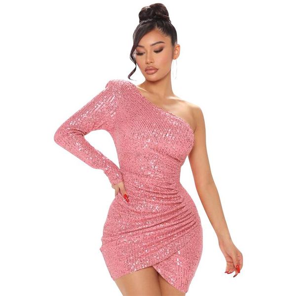 casual dresses one shoulder sequined sparkly for women 2021 christmas club wear long sleeve ruched night party bodycon mini dress, Black;gray
casual dresses one shoulder sequined sparkly for women 2021 christmas club wear long sleeve ruched night party bodycon mini dress, Black;gray