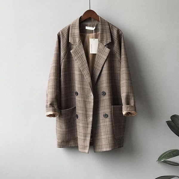 women spring autumn single room suit coat's casual retro net red loose lattice double breasted straight jacket women's suits & bla, White;black
women spring autumn single room suit coat's casual retro net red loose lattice double breasted straight jacket women's suits & bla, White;black