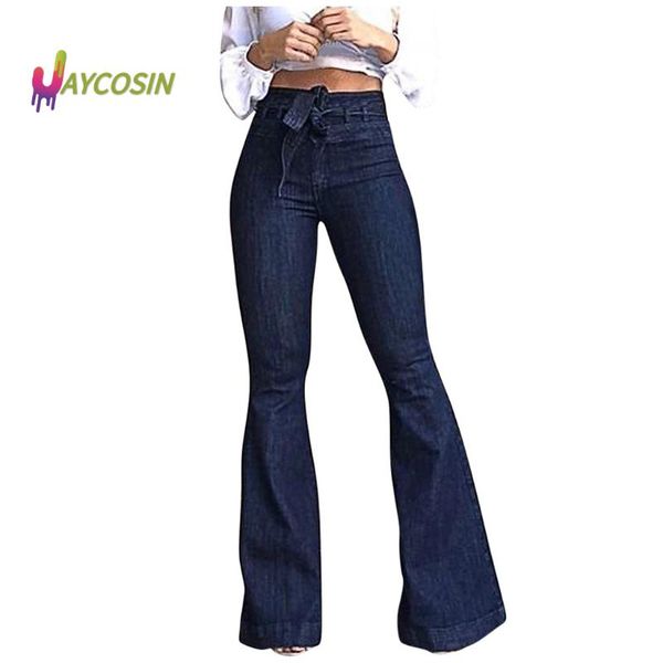 women's jeans mom high waist fashion ladys waisted lacing stretch wide leg bell-bottomed pants pantalon pour femme, Blue
women's jeans mom high waist fashion ladys waisted lacing stretch wide leg bell-bottomed pants pantalon pour femme, Blue