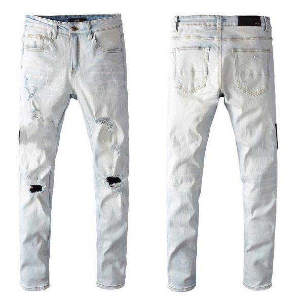 r mens jeans motocycle holesluxury denim men fashion streetwear men's clothing designe pants, Blue
r mens jeans motocycle holesluxury denim men fashion streetwear men's clothing designe pants, Blue