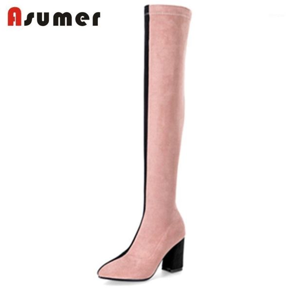 boots asumer 2021 fashion flock slip-on over the knee women square high heels pointed toe size 33-401, Black
boots asumer 2021 fashion flock slip-on over the knee women square high heels pointed toe size 33-401, Black