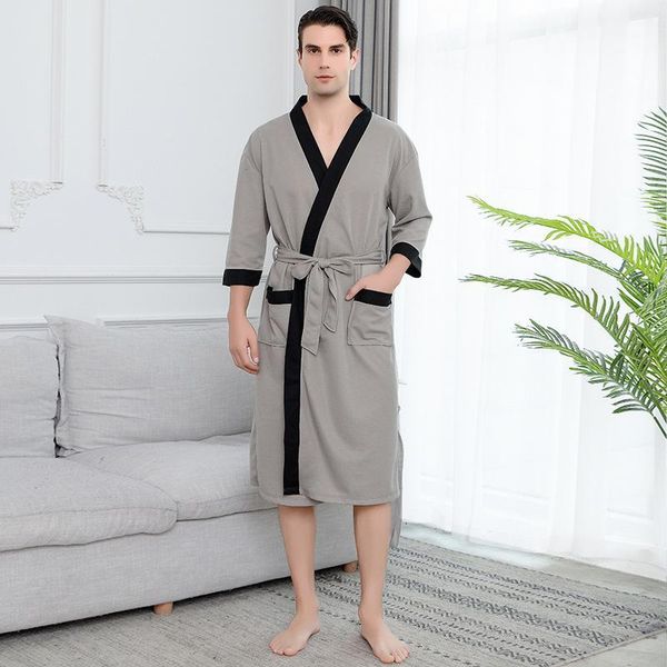 men's sleepwear men waffle robe gray-black patchwork kimono gown loose male casual bathrobe soft nightgown home clothing 3xl, Black;brown
men's sleepwear men waffle robe gray-black patchwork kimono gown loose male casual bathrobe soft nightgown home clothing 3xl, Black;brown